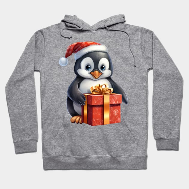 Baby Christmas Penguin With Gift Hoodie by Chromatic Fusion Studio